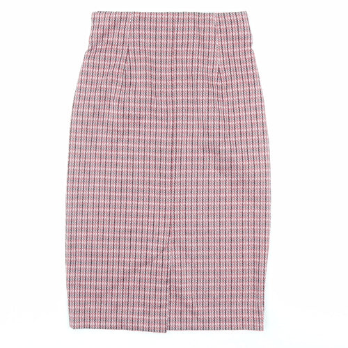 Marks and Spencer Womens Red Geometric Polyester Straight & Pencil Skirt Size 8