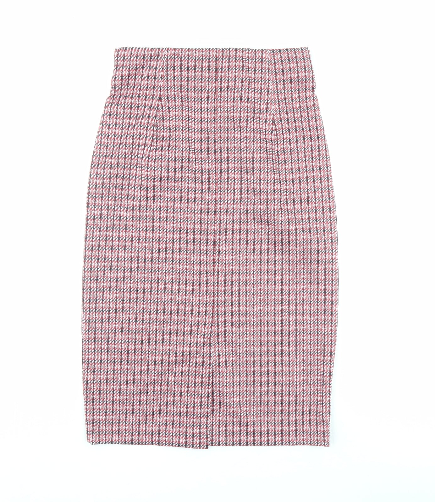 Marks and Spencer Womens Red Geometric Polyester Straight & Pencil Skirt Size 8