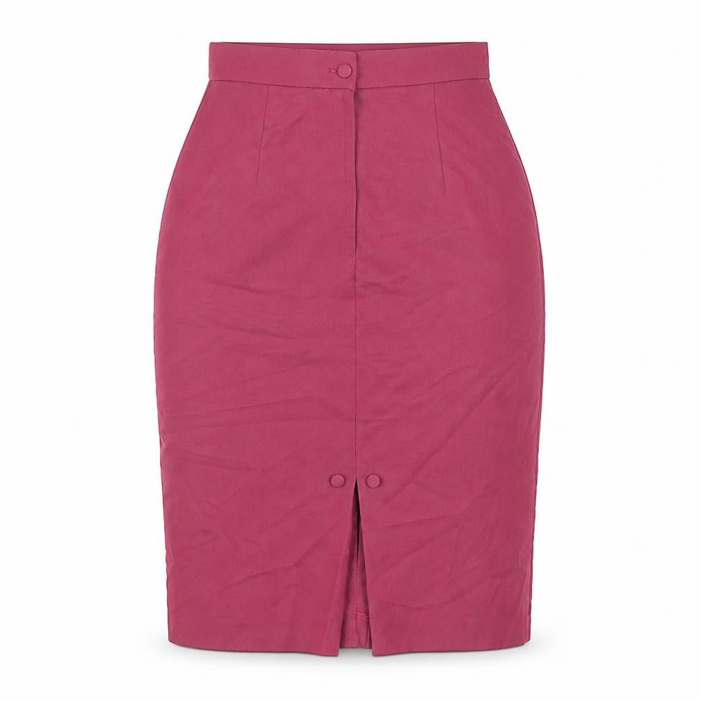 Front view of Etam women’s red polyester straight & pencil skirt, size UK 10, zip