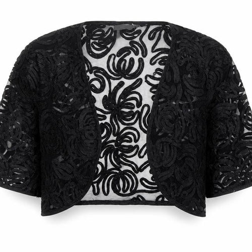 Autonomy Womens Black V-Neck Nylon Cardigan Jumper Size 14 - Open Cropped