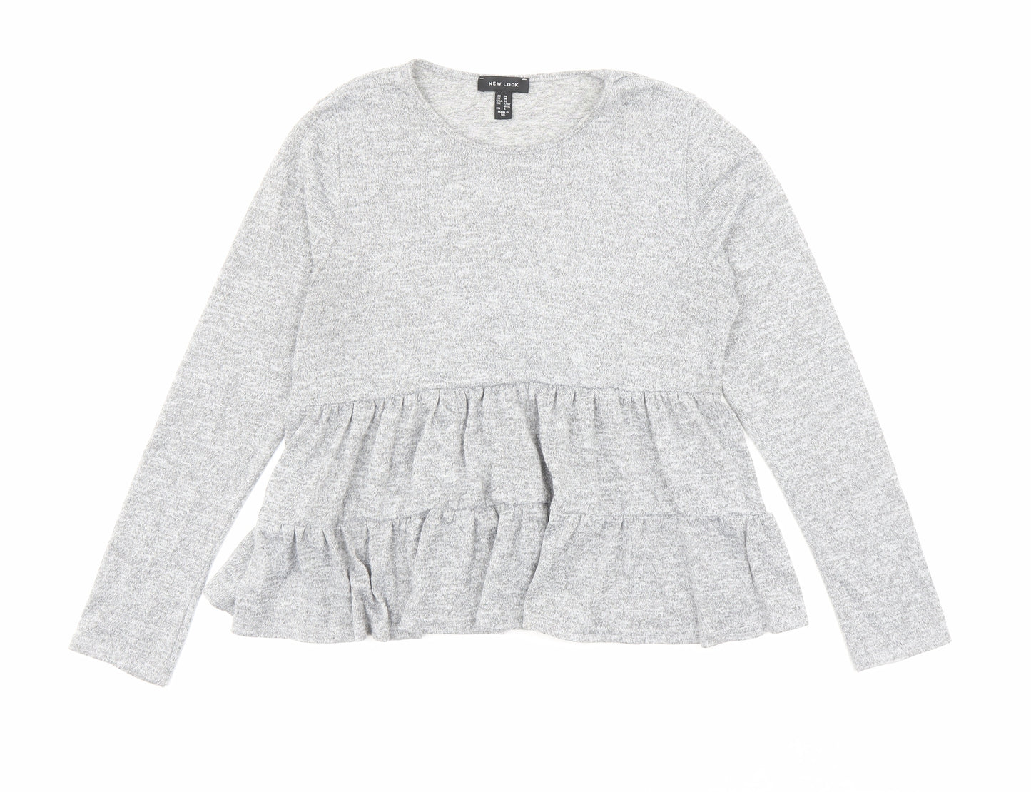 New Look Womens Grey Round Neck Polyester Pullover Jumper Size M