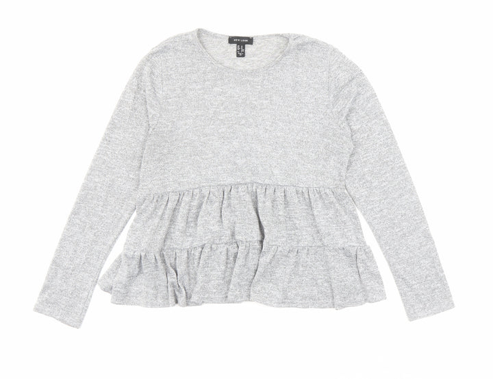 New Look Womens Grey Round Neck Polyester Pullover Jumper Size M
