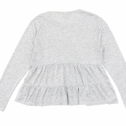 New Look Womens Grey Round Neck Polyester Pullover Jumper Size M