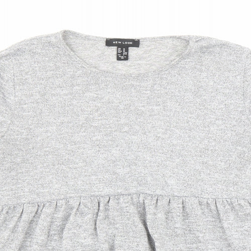 New Look Womens Grey Round Neck Polyester Pullover Jumper Size M