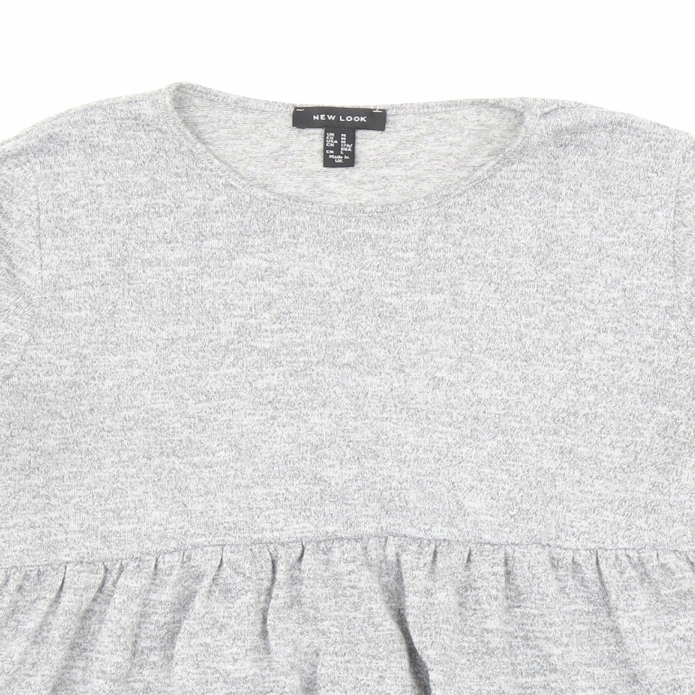 New Look Womens Grey Round Neck Polyester Pullover Jumper Size M