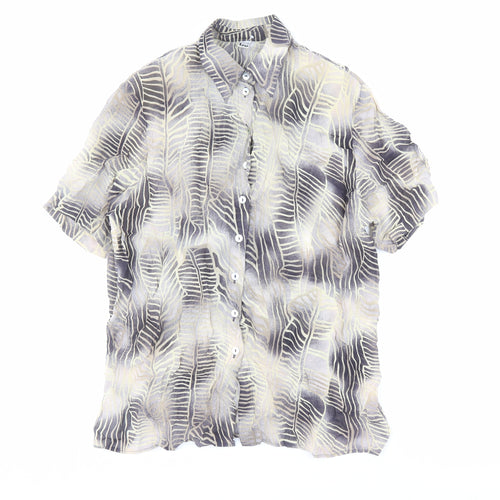 Tru Womens Multicoloured Geometric Viscose Basic Button-Up Size 12 Collared