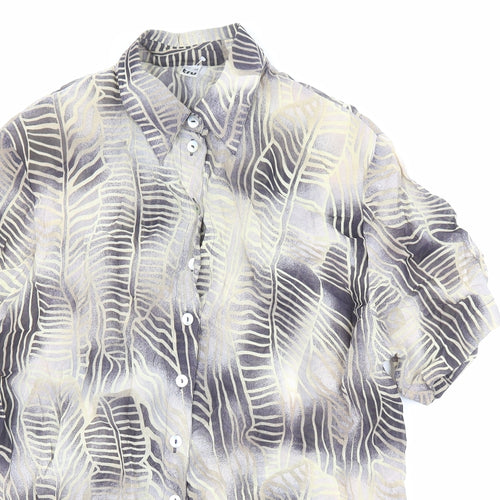Tru Womens Multicoloured Geometric Viscose Basic Button-Up Size 12 Collared