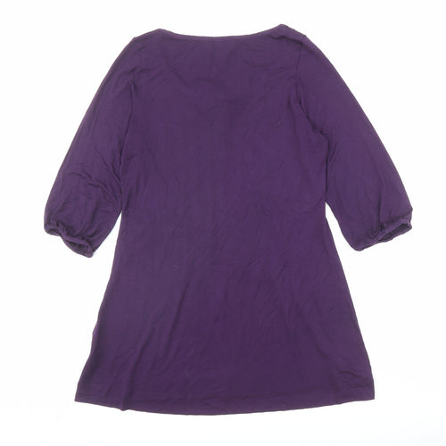 Marks and Spencer Womens Purple Viscose Tunic Blouse Size 16 Scoop Neck