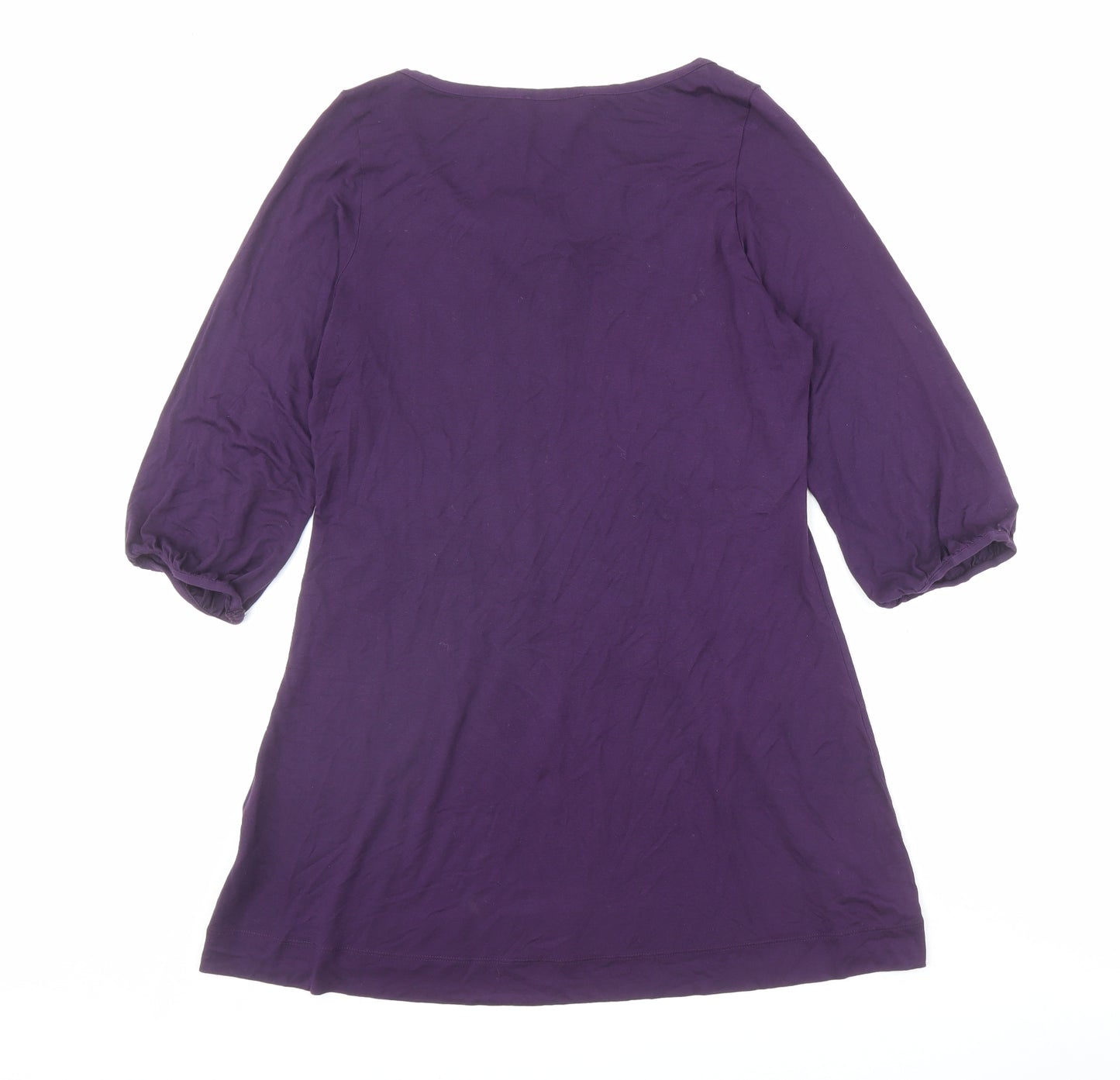 Marks and Spencer Womens Purple Viscose Tunic Blouse Size 16 Scoop Neck