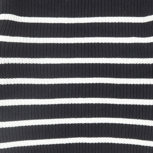H&M Girls Black Round Neck Striped Cotton Pullover Jumper Size 10-11 Years Pullover - Size 10-12 Years