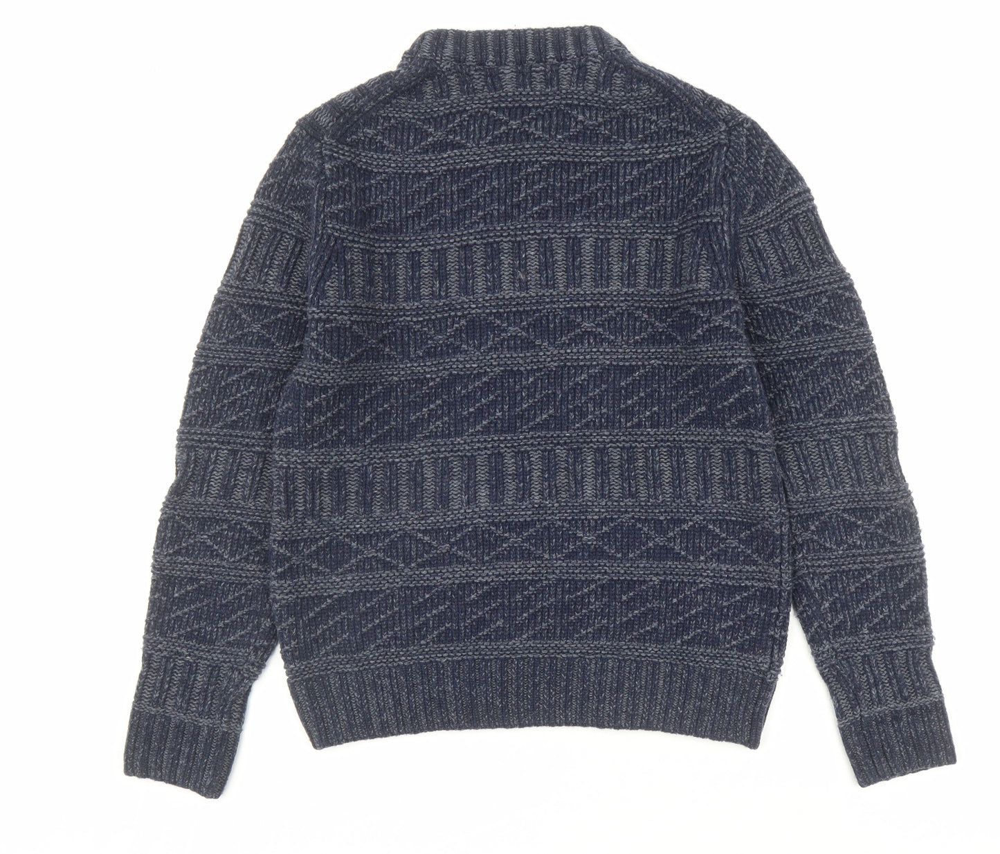 H&M Mens Blue Round Neck Wool Pullover Jumper Size L Long Sleeve