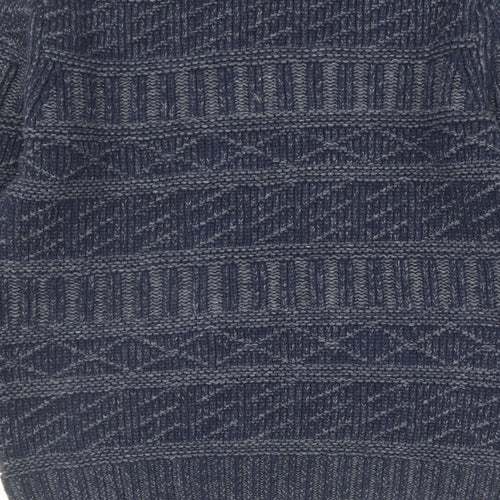 H&M Mens Blue Round Neck Wool Pullover Jumper Size L Long Sleeve