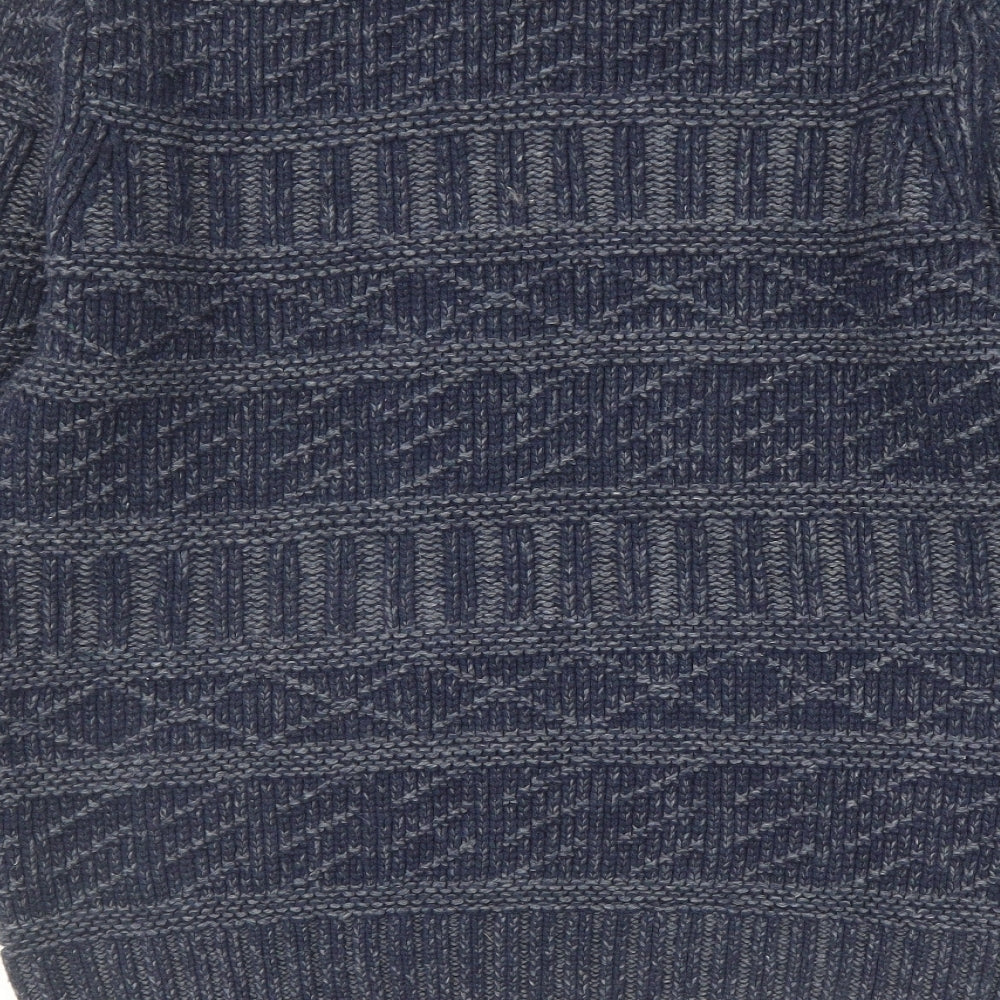 H&M Mens Blue Round Neck Wool Pullover Jumper Size L Long Sleeve
