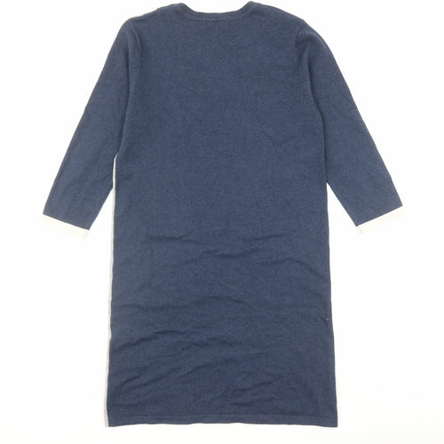 Roman Womens Blue Acrylic Jumper Dress Size 10 Round Neck Pullover