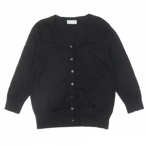 Wallis Womens Black Round Neck Viscose Cardigan Jumper Size 14