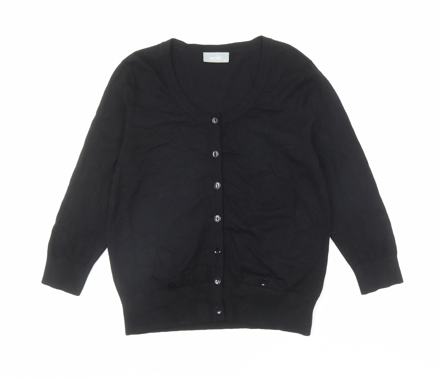 Wallis Womens Black Round Neck Viscose Cardigan Jumper Size 14