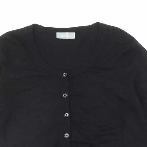 Wallis Womens Black Round Neck Viscose Cardigan Jumper Size 14