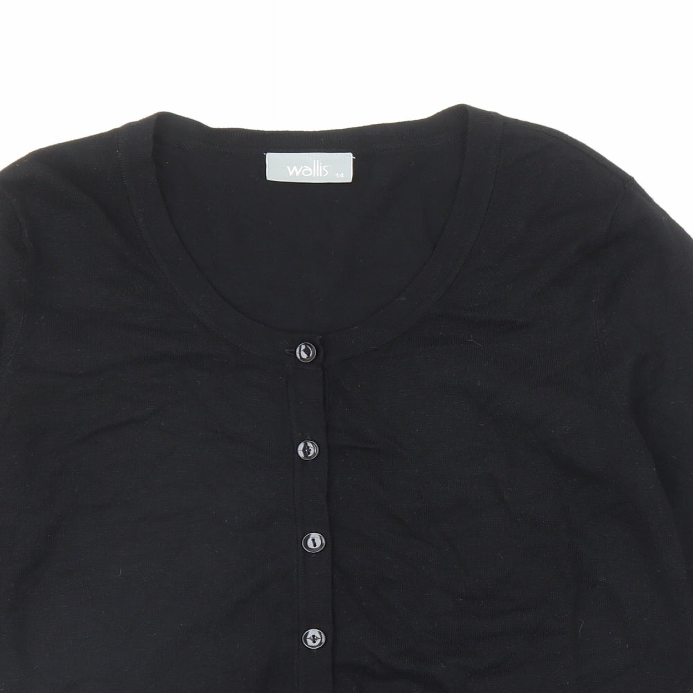 Wallis Womens Black Round Neck Viscose Cardigan Jumper Size 14