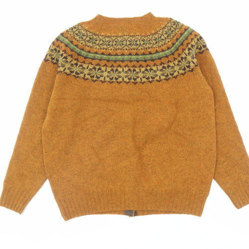 Harley Womens Orange V-Neck Wool Cardigan Jumper Size M