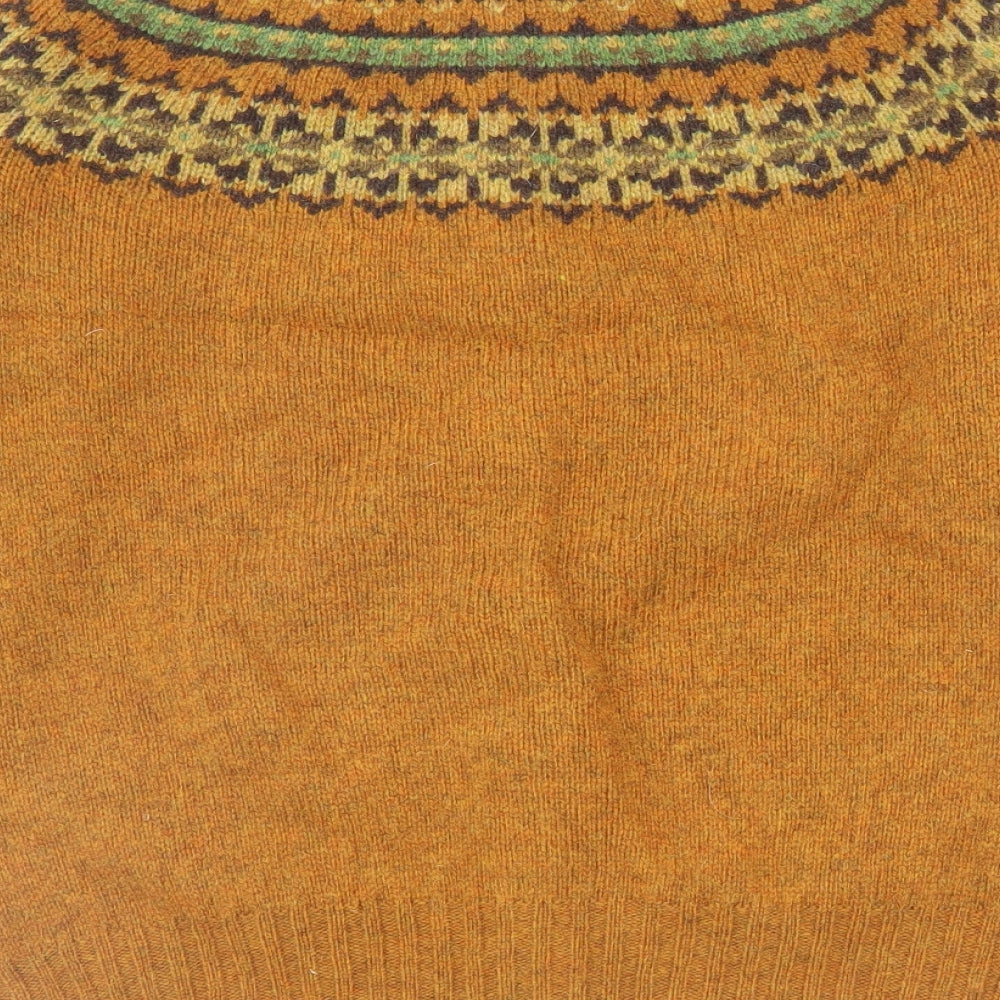 Harley Womens Orange V-Neck Wool Cardigan Jumper Size M