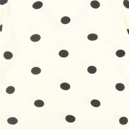 Marks and Spencer Womens Ivory V-Neck Polka Dot Acrylic Pullover Jumper Size 14