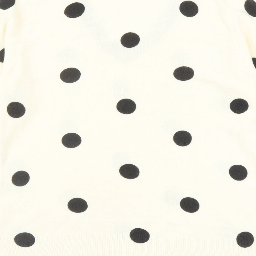 Marks and Spencer Womens Ivory V-Neck Polka Dot Acrylic Pullover Jumper Size 14