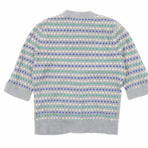 N.W.3 Womens Multicoloured V-Neck Geometric Cotton Cardigan Jumper Size 12