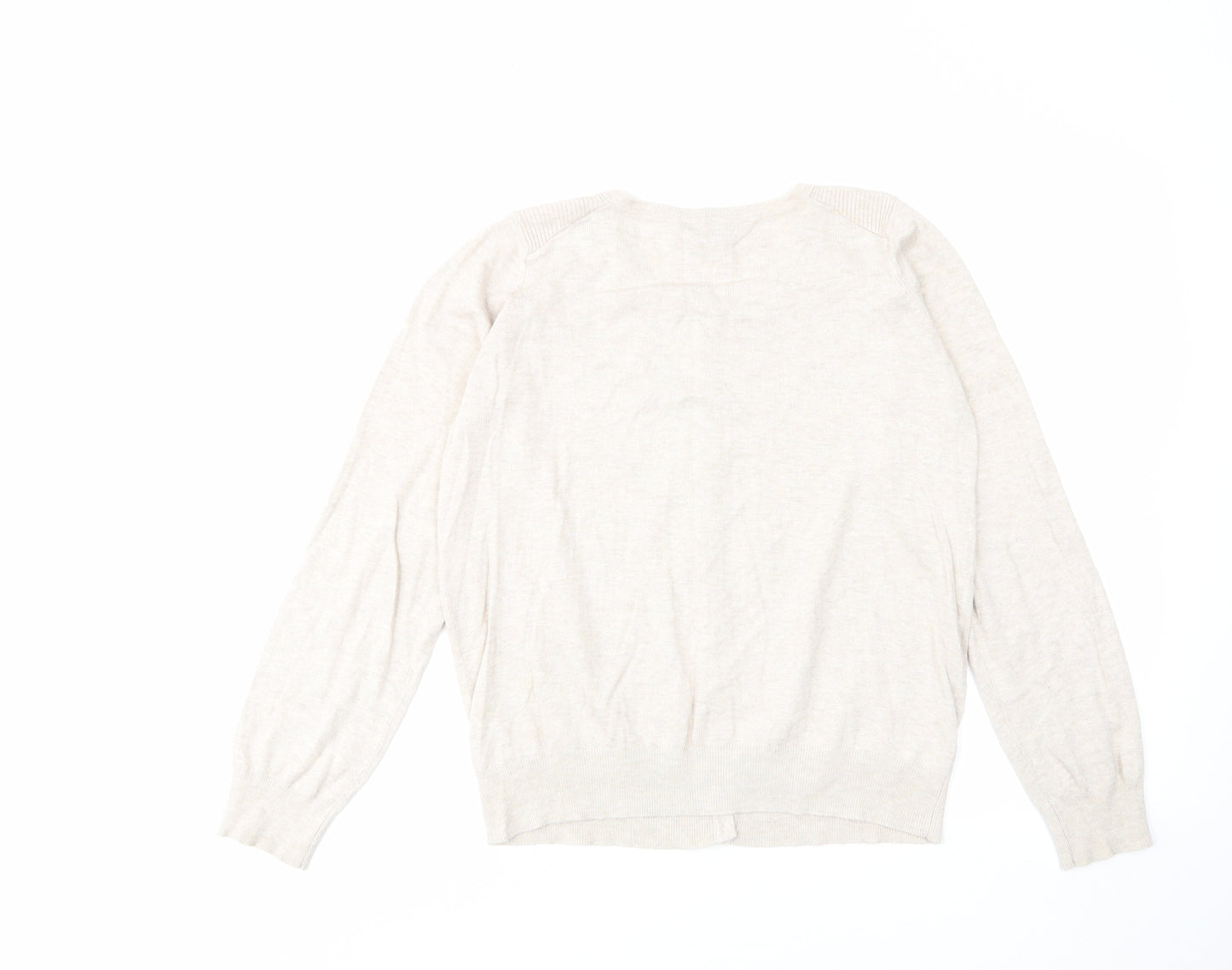 Dorothy Perkins Womens Beige Crew Neck Cotton Cardigan Jumper Size 14 - Buttons