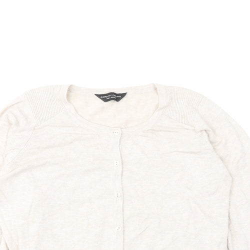 Dorothy Perkins Womens Beige Crew Neck Cotton Cardigan Jumper Size 14 - Buttons