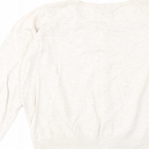 Dorothy Perkins Womens Beige Crew Neck Cotton Cardigan Jumper Size 14 - Buttons
