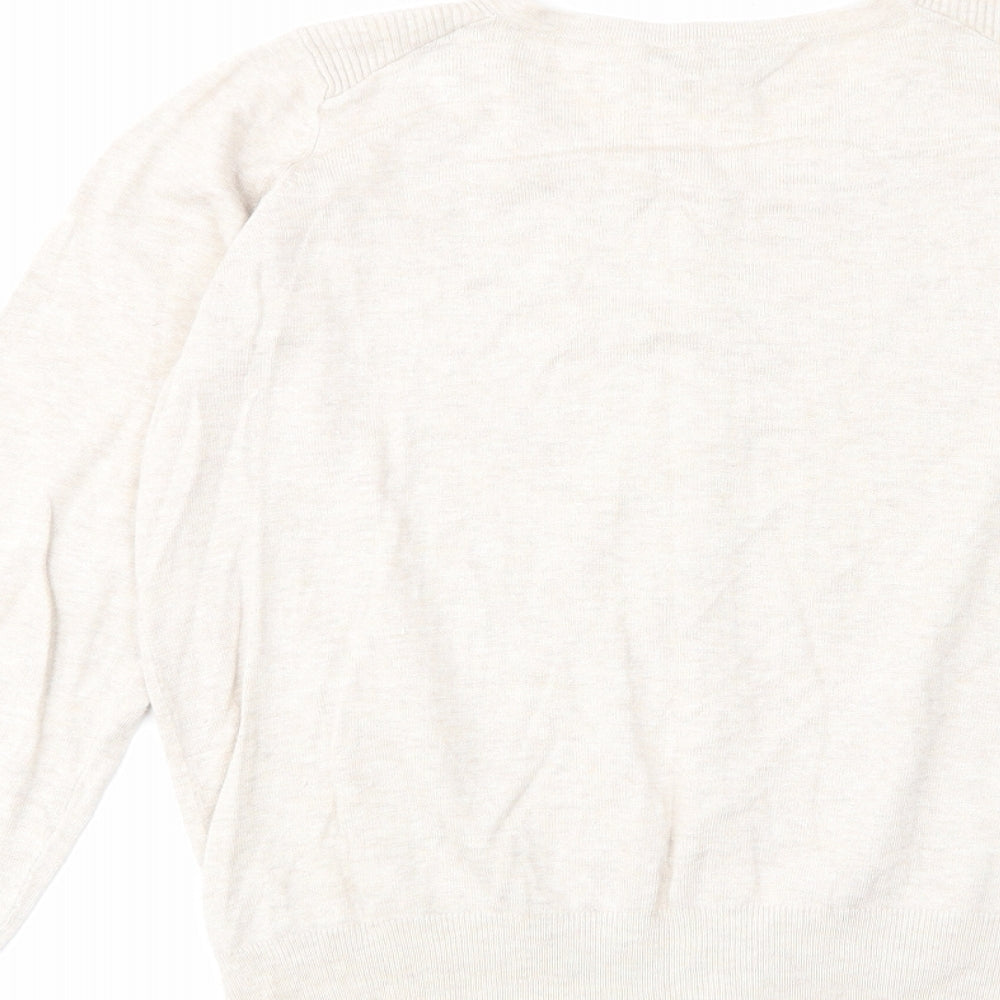 Dorothy Perkins Womens Beige Crew Neck Cotton Cardigan Jumper Size 14 - Buttons