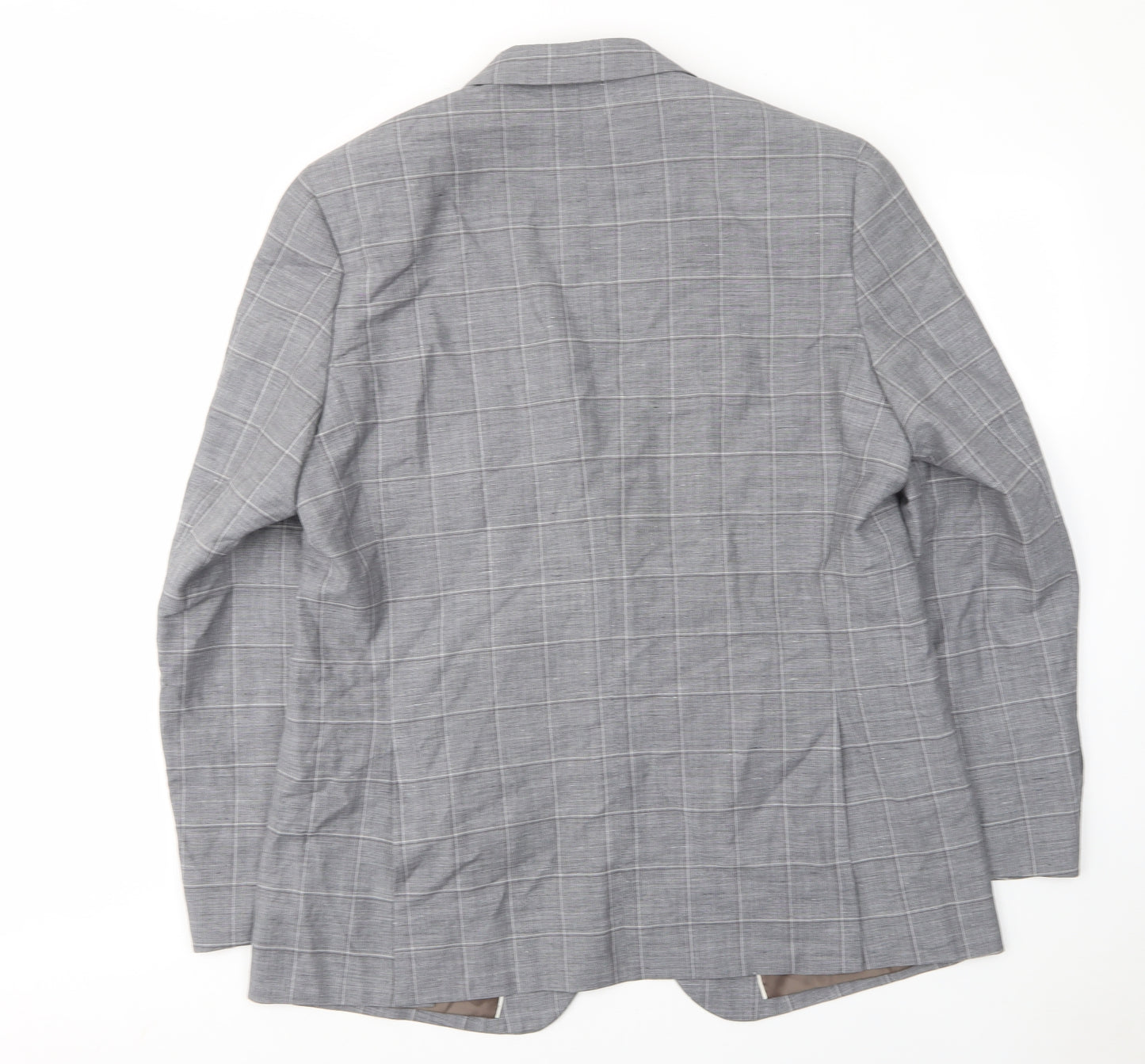 Marks and Spencer Mens Grey Plaid Wool Jacket Suit Jacket Size 44 Regular - Inside pockets