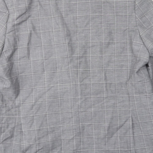 Marks and Spencer Mens Grey Plaid Wool Jacket Suit Jacket Size 44 Regular - Inside pockets