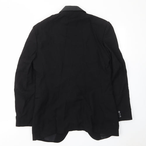 Hodges Mens Black Wool Jacket Suit Jacket Size 40 Regular - Inside pockets