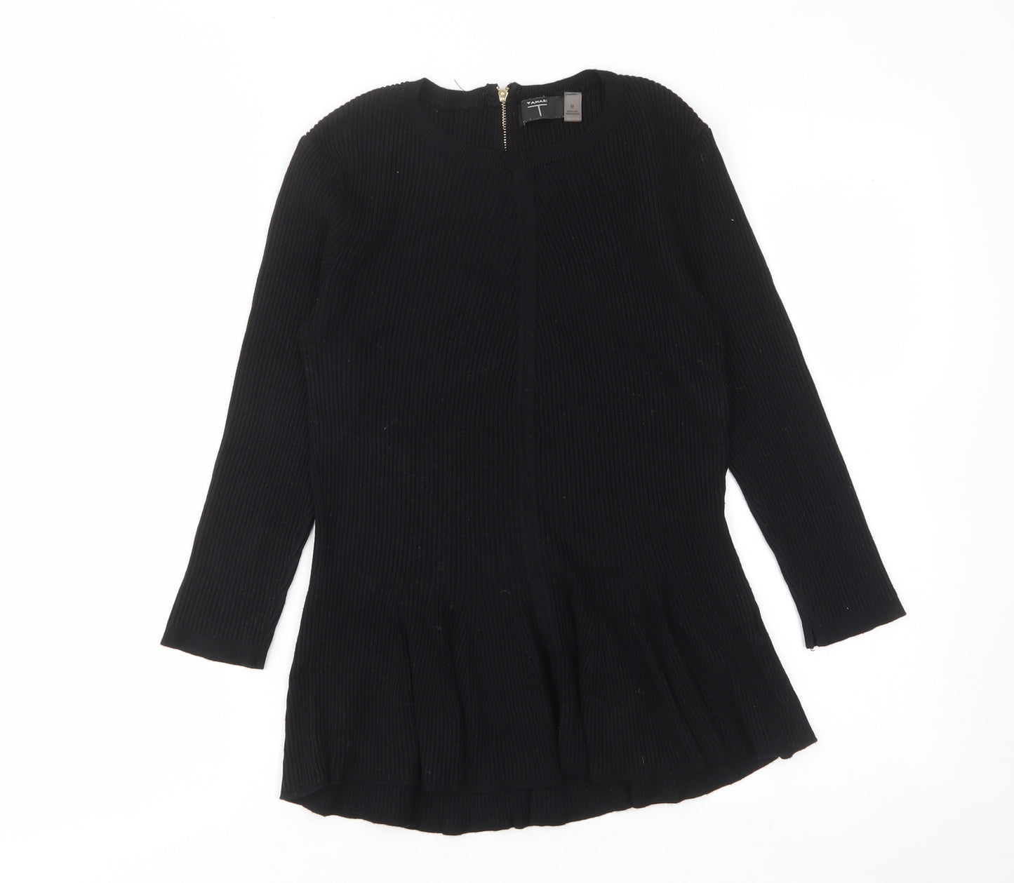 T Tahari Womens Black Crew Neck Viscose Pullover Jumper Size M - Stretch
