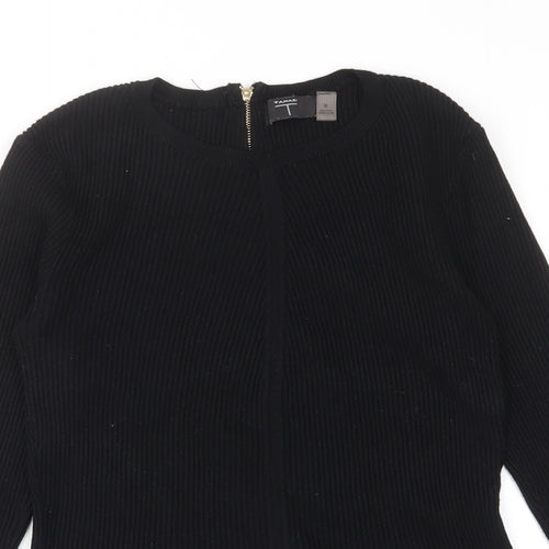 T Tahari Womens Black Crew Neck Viscose Pullover Jumper Size M - Stretch