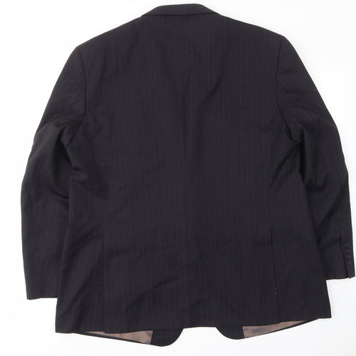 Marks and Spencer Mens Black Striped Wool Jacket Suit Jacket Size 48 Regular - Inside pockets