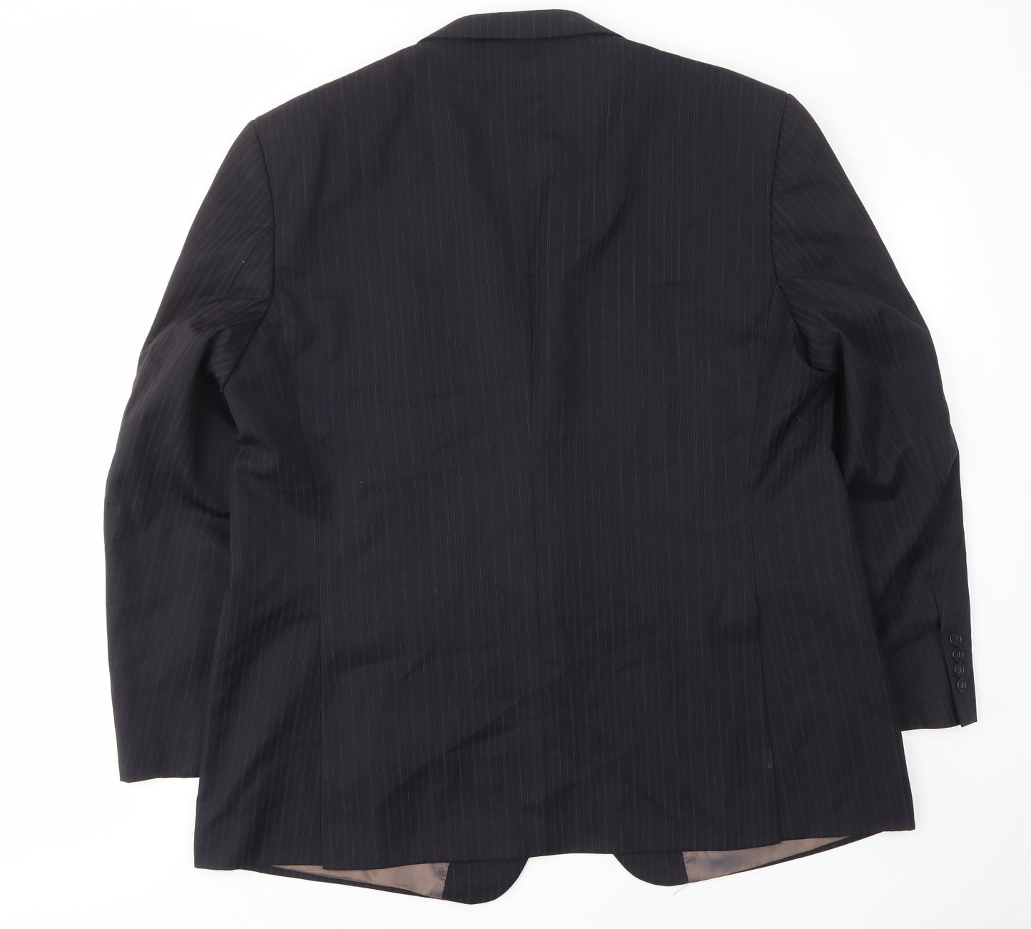 Marks and Spencer Mens Black Striped Wool Jacket Suit Jacket Size 48 Regular - Inside pockets