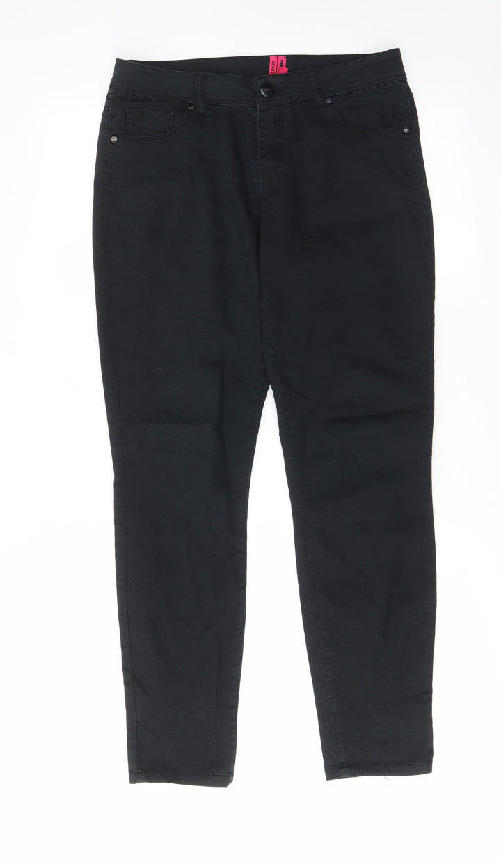 YesYes Womens Black Cotton Skinny Jeans Size 10 L28 in Regular Zip - Pockets