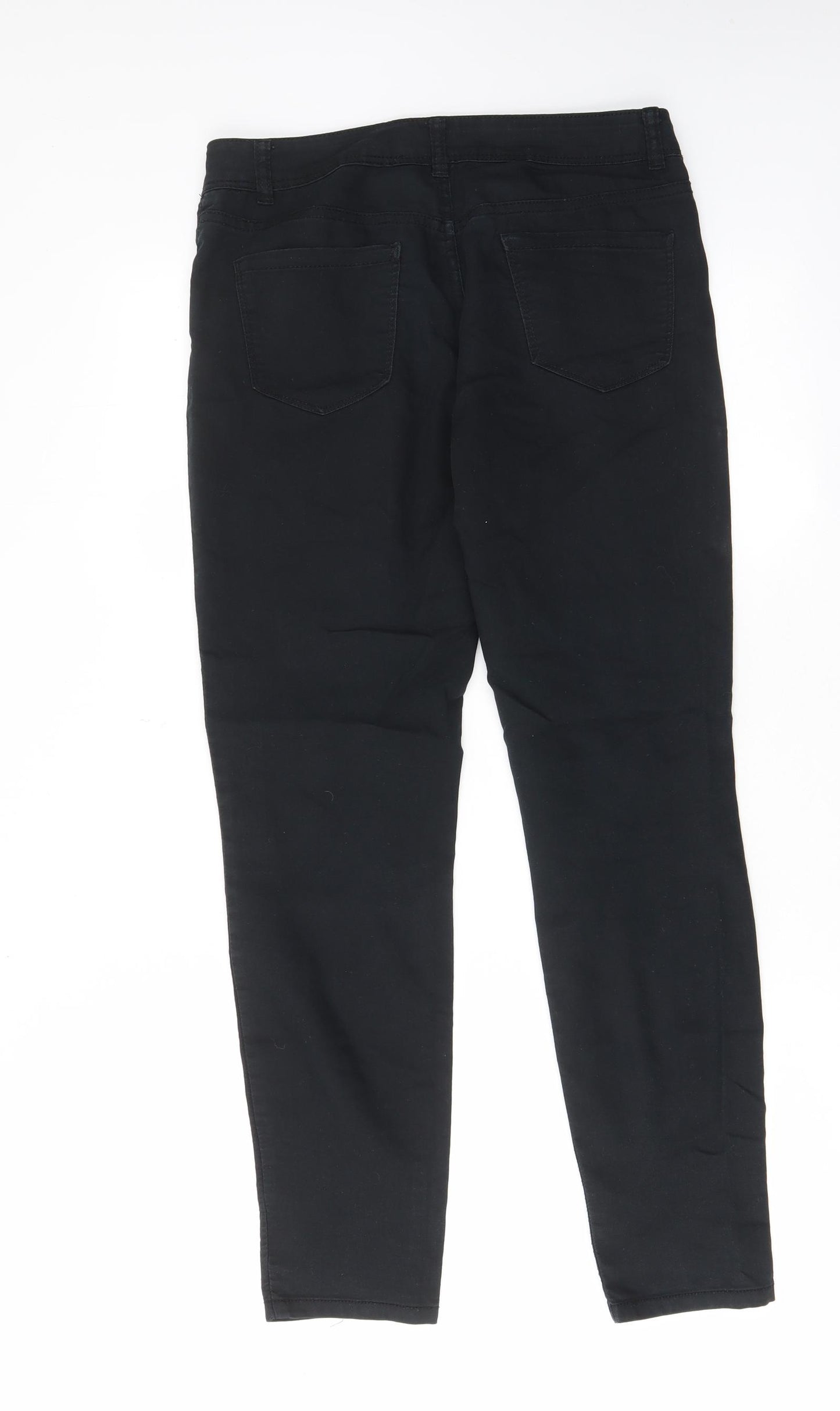 YesYes Womens Black Cotton Skinny Jeans Size 10 L28 in Regular Zip - Pockets