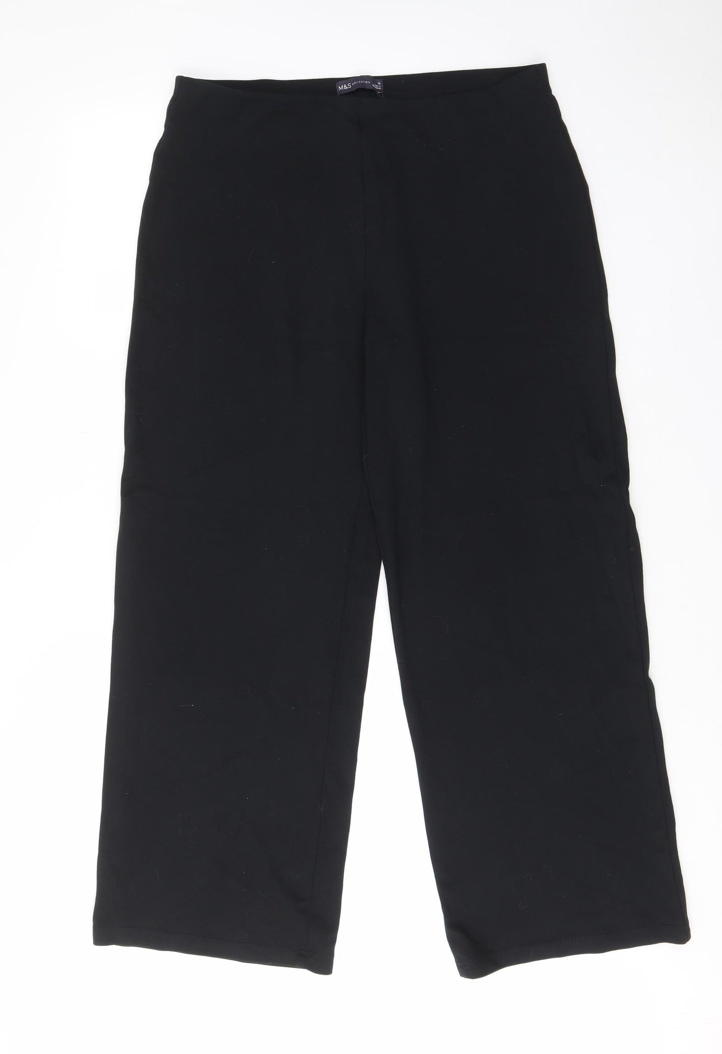 Marks and Spencer Womens Black Viscose Trousers Size 16 L28 in Regular - Elastic waist