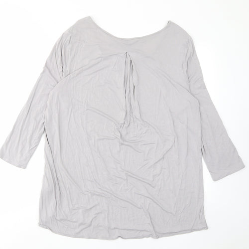 Lands' End Womens Grey Viscose Basic T-Shirt Size L Scoop Neck - Pleated Back