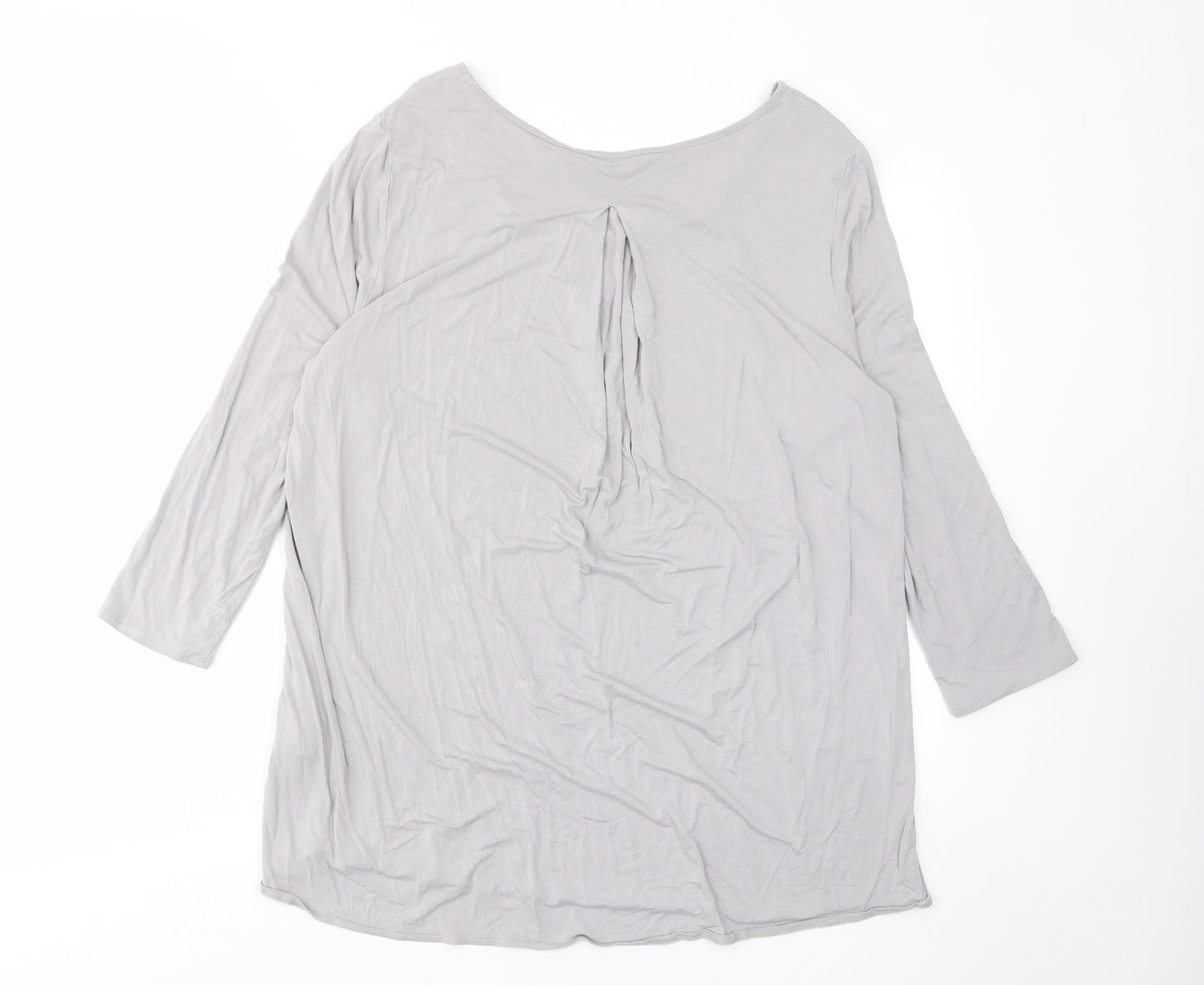 Lands' End Womens Grey Viscose Basic T-Shirt Size L Scoop Neck - Pleated Back