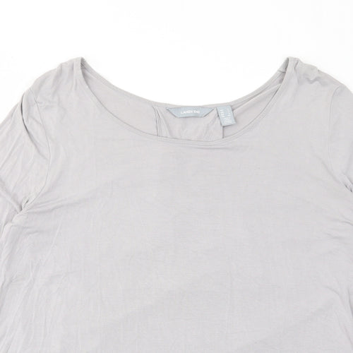Lands' End Womens Grey Viscose Basic T-Shirt Size L Scoop Neck - Pleated Back