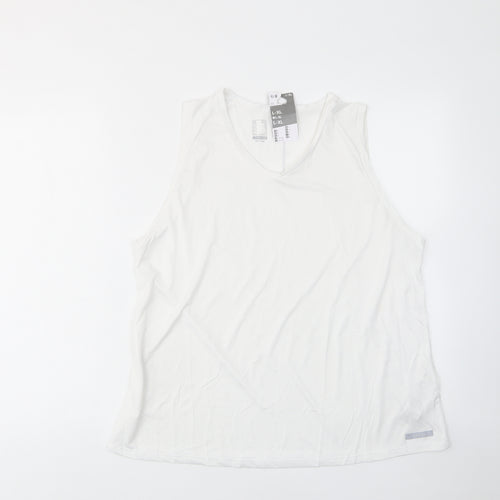 DECATHLON Boys White Polyester Basic Tank Size 16 Years V-Neck Pullover