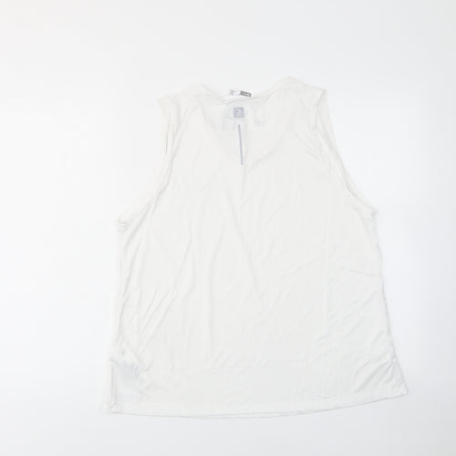 DECATHLON Boys White Polyester Basic Tank Size 16 Years V-Neck Pullover