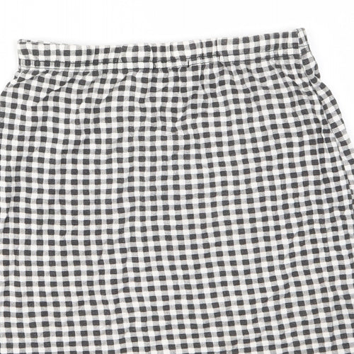 Boohoo Womens Grey Check Viscose Mini Skirt Size 10 - Elasticated Waist