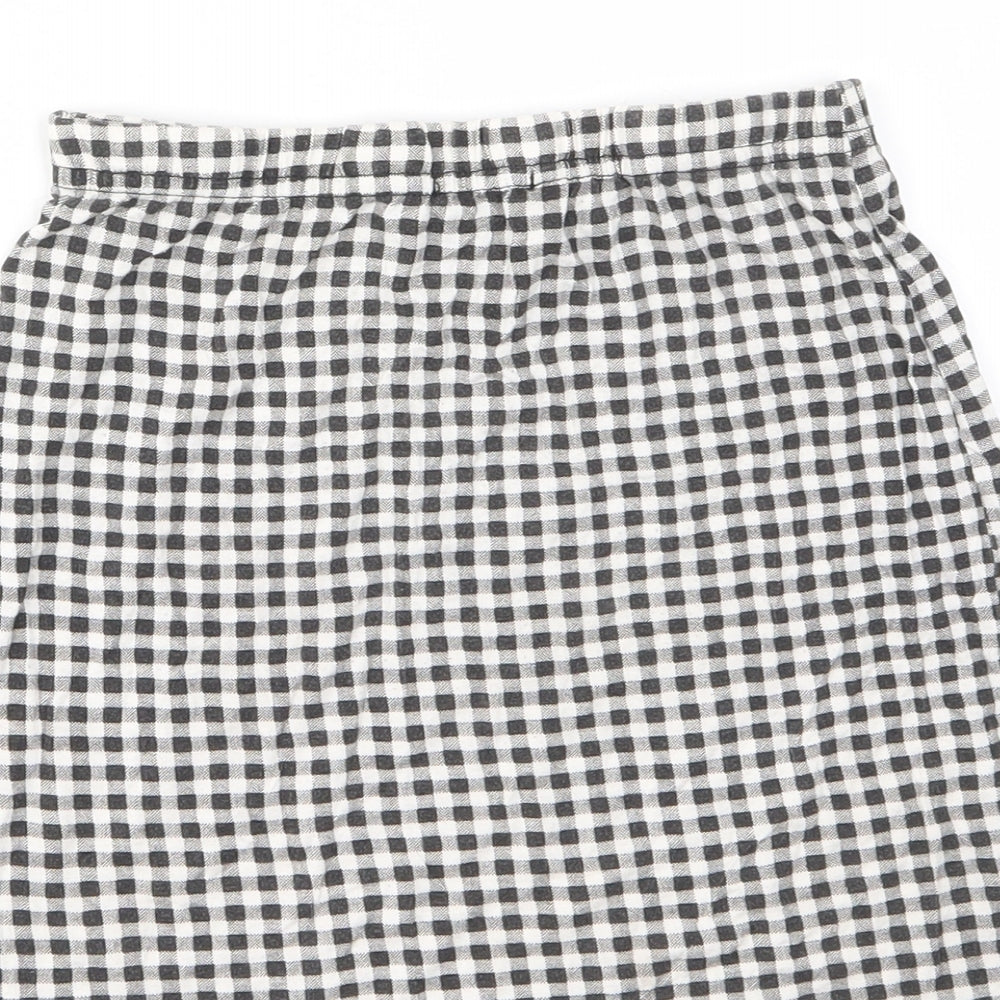 Boohoo Womens Grey Check Viscose Mini Skirt Size 10 - Elasticated Waist