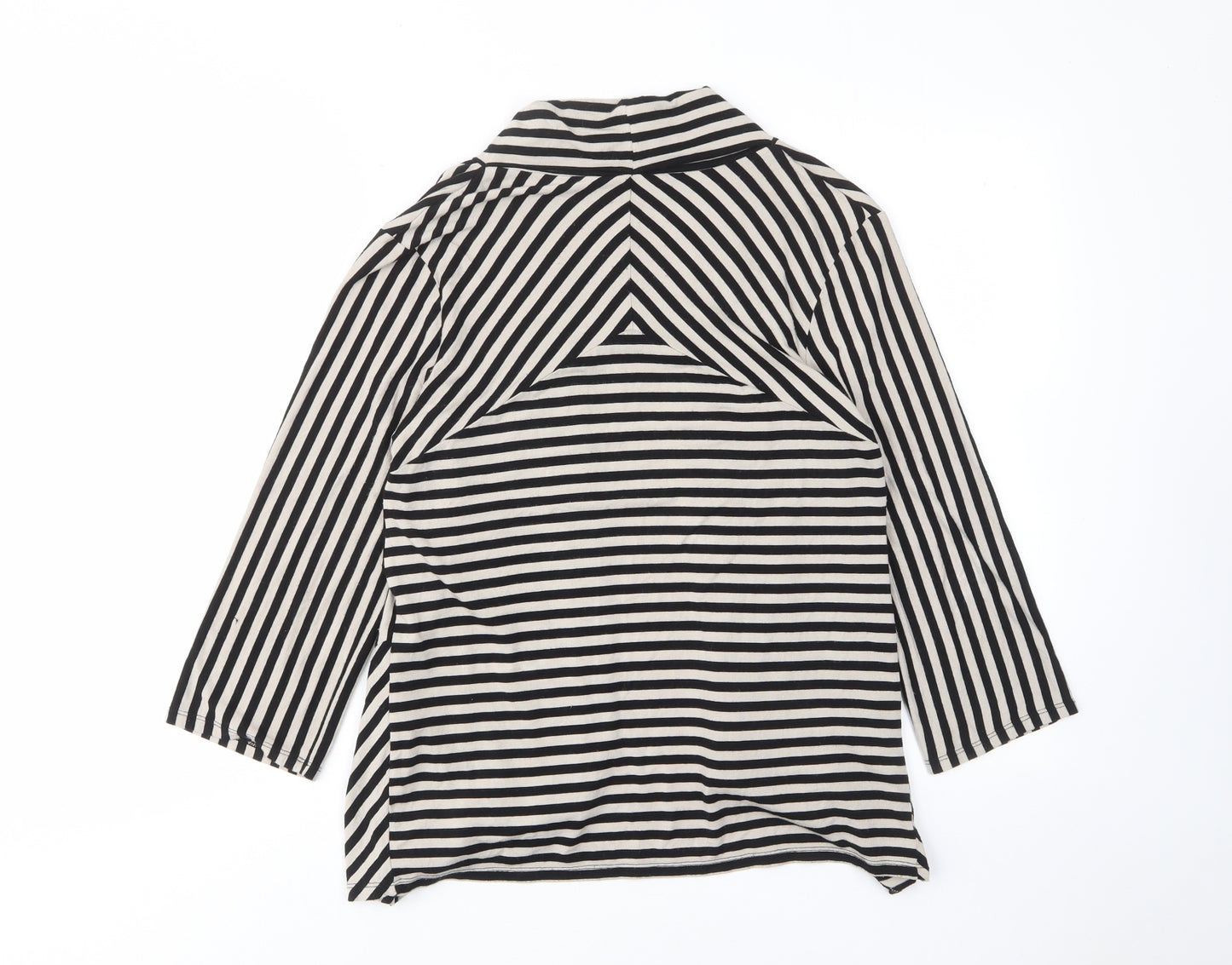 Marc O'Polo Womens Beige V-Neck Striped Elastane Cardigan Jumper Size M - Open, Pockets