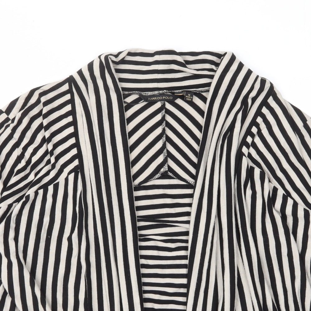 Marc O'Polo Womens Beige V-Neck Striped Elastane Cardigan Jumper Size M - Open, Pockets